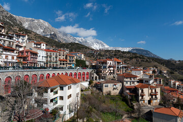 Wall Mural - Arachova village under Parnassos mountain, Greece