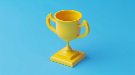 3D illustration trophy award on a blue background