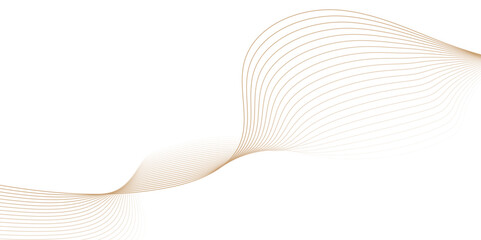 Abstract vector wavy lines flowing smooth curve gold gradient color on transparent background in concept of luxury, technology, science, music, modern. 
