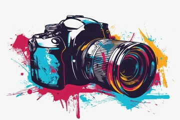 spray paint graffiti camera photography icon white background vector illustration