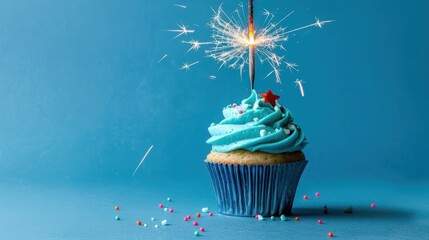 Wall Mural - The cupcake with sparkler