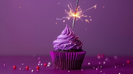 Canvas Print - The Sparkling Purple Cupcake