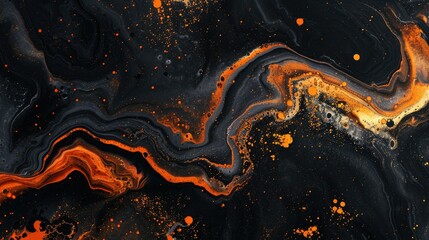 Wall Mural - Black and orang abstract background  abstract painting on a dark background