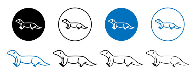 Wall Mural - Otter vector icon set in black and blue color.