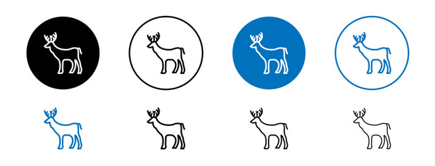 Deer vector icon set in black and blue color.