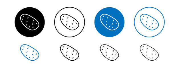 Wall Mural - Potato vector icon set in black and blue color.
