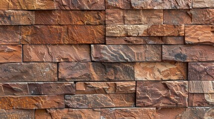 Wall Mural - Close up of textured red brick wall with handmade bricks in industrial setting