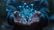 © zahidcreat0r - Abstract Scientist Hands Holding Nuclear Atom Hologram