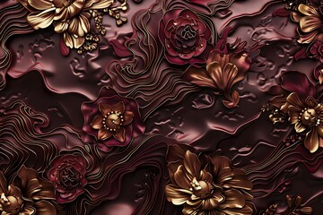 Wall Mural - red and gold background