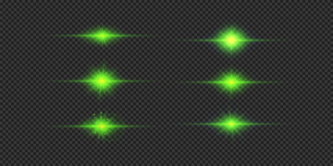 Poster - Set of green horizontal light effects of lens flares