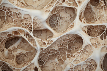 abstract organic structure made from bone, brown and beige, complex, photorealistic // ai-generated 