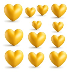 Wall Mural - 3D yellow hearts