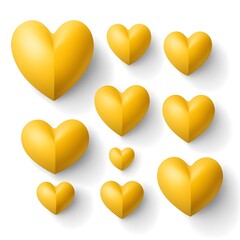 Wall Mural - 3D yellow hearts