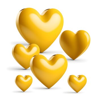 3D yellow hearts