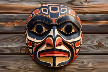 Traditional Native American Carved Wooden Mask.