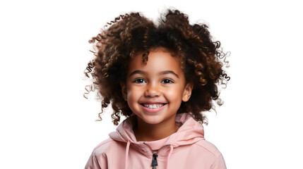 Poster - Smiling cute little African American boy with Afro hair, isolated on transparent background