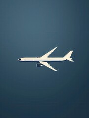 Poster - A minimalistic silhouette of an airplane in flight, against a blue sky. Perfect for use by airlines and flight booking agencies. Generative AI