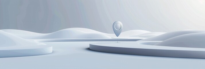 Fototapete - A clean and modern 3D rendering of a location pin on a minimalist map background, ideal for navigation apps and travel services. Generative AI