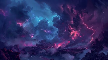 ominous severe weather with dark storm clouds and lightning ai generated illustration
