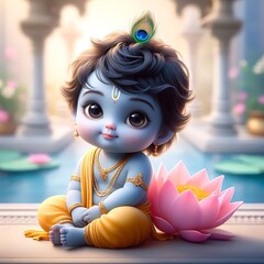 Canvas Print - Endless Innocence: A Glimpse of Child Krishna