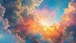 © Bijac - radiant divine light shining through majestic clouds in vibrant sky signifying gods eternal presence digital painting