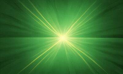 Green light rays exploding from a bright center