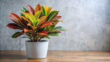 Wall Mural - Chic planter with vibrant croton plant , modern, stylish, indoor, decoration, foliage, houseplant, pot, colorful