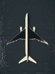 Poster - A minimalistic silhouette of an airplane in flight, against a dark background. Perfect for airlines and travel agencies. Generative AI