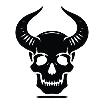 Skull with horn silhouette vector illustration isolated on white background