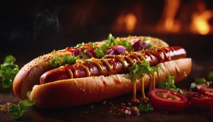 Wall Mural - The Taste of Chicago Festival. serving a juicy hot dog. delicious hot hot dog