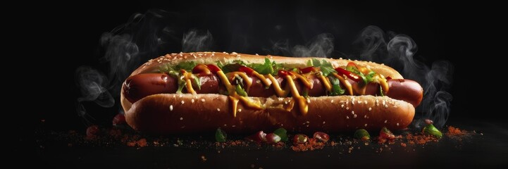 Canvas Print - The Taste of Chicago Festival. serving a juicy hot dog. delicious hot hot dog