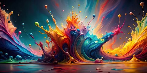 Wall Mural - Vibrant and colorful liquid art painting on canvas , liquid, art, vibrant, colorful, painting, canvas, abstract, swirls