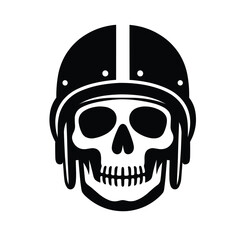 Poster - Skull wearing helmet silhouette vector illustration isolated on white background