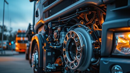 Wall Mural - A close up of a car engine with a lot of detail