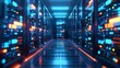 © Shutter2U - A futuristic server room with glowing blue and orange lights.