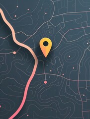 Aufkleber - A clean and modern image featuring a location pin on a detailed city map, perfect for navigation apps or travel services. Generative AI