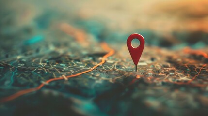 Aufkleber - A close-up shot of a red location pin on a map background, showcasing a modern and clean design aesthetic. Ideal for navigation apps and travel services. Generative AI