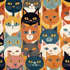 Naklejka na meble seamless pattern with cats