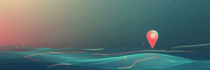 Aufkleber - A clean and modern digital background featuring a location pin on a stylized abstract map, perfect for navigation apps and travel services. Generative AI