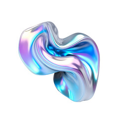 Canvas Print - 3d fluid abstract metallic holographic colored shape png on transparent background