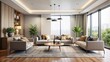 © guntapong - Modern living room with sleek furniture and neutral color palette, modern, living room, sleek, furniture, neutral