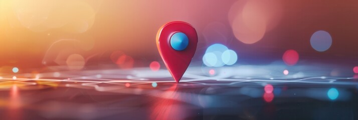Aufkleber - A red location pin stands out on a clean, modern map background, perfect for navigation apps and travel services. Generative AI
