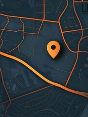 Poster - A Minimalist Illustration of a Modern Location Pin Situated on a Clean City Map Background. Perfect for Navigation Apps and Travel Services. Generative AI
