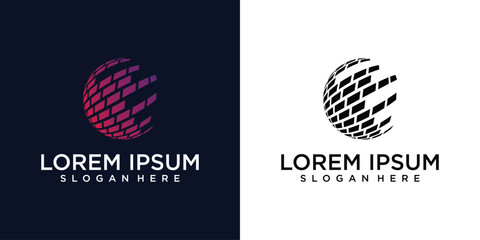 Creative global technology logo design with modern concept , digital logo , premium vector