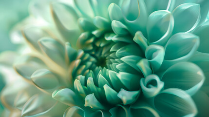 Poster - Dahlia turquoisegreen flower  Macro  Nature : Generative AI