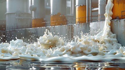 Fototapete - The process of extracting oil from non-recyclable plastic waste using new technology. where plastics are heated, breaking down long-chain molecules into synthetic crude oil. Generative AI.