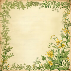 Wall Mural - vintage plants paper with trees and flowers,  design grunge. scrap booking backgrounds, wallpapers with trees, plants and flowers.  vintage frame card design with copy space.