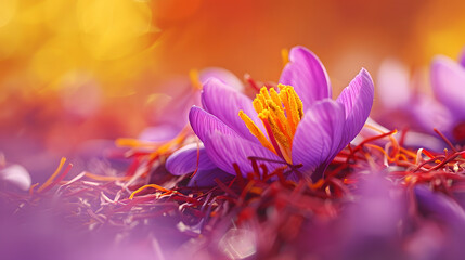 Wall Mural - Saffron is a spice derived from the flower of Crocus sativus : Generative AI