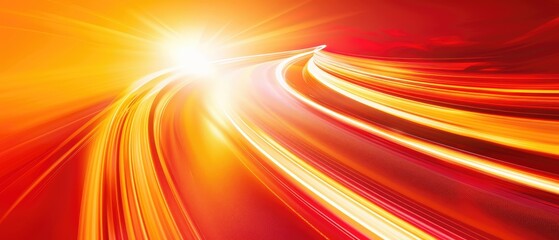 Wall Mural - abstract image with vibrant light trails and a bright sunburst, depicting speed, energy, and motion 