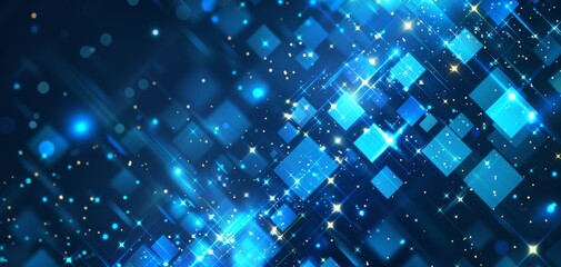Fototapete - illustration of abstract blue geometric background with futuristic elements, digital wallpaper for business and marketing